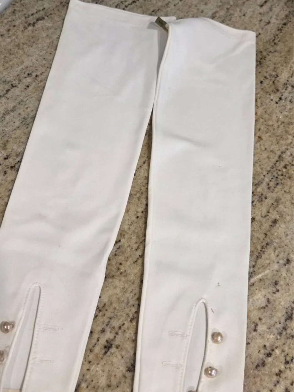 New! Vintage Sz S Off-White Formal Stretch Nylon Opera Gloves 23
